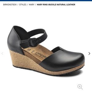 Papillio / Birkenstock black wedge mary jane, Sz39 (8.5, 9)